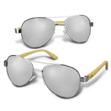 Aviator Mirror Lens Sunglasses - Bamboo Image