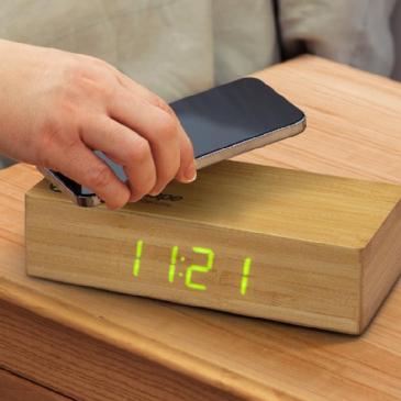 121419 - Bamboo Wireless Charging Clock Image